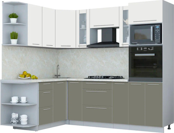 Изображение товара Кухонный гарнитур Интерлиния Мила Пластик 1.68x2.4 LV (зефирный/кварцевый/опал светлый)