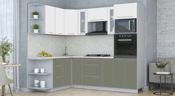 Изображение товара Кухонный гарнитур Интерлиния Мила Пластик 1.68x2.4 LV (зефирный/кварцевый/опал светлый)