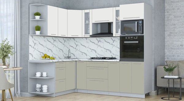 Изображение товара Кухонный гарнитур Интерлиния Мила Пластик 1.68x2.4 LV (зефирный/латте/белый гранит)
