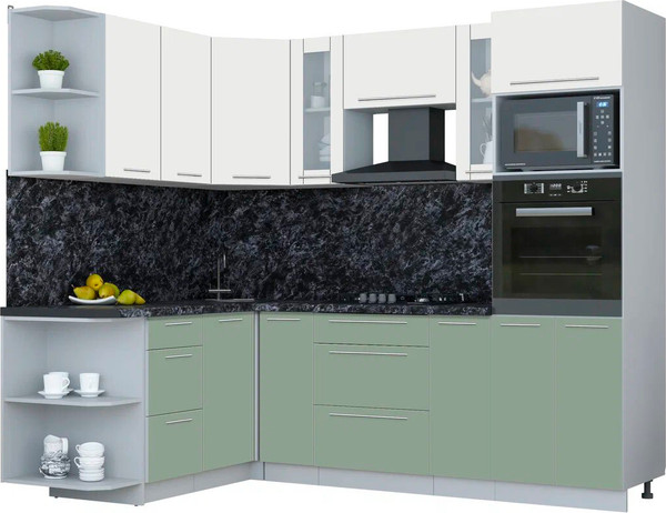 Изображение товара Кухонный гарнитур Интерлиния Мила Пластик 1.68x2.4 LV (зефирный/полынь/кастилло темный)