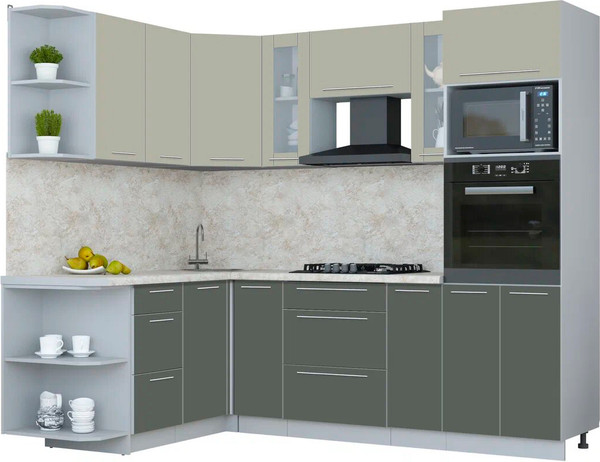 Изображение товара Кухонный гарнитур Интерлиния Мила Пластик 1.68x2.4 LV (латте/шторм/опал светлый)