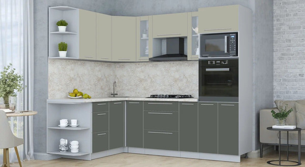 Изображение товара Кухонный гарнитур Интерлиния Мила Пластик 1.68x2.4 LV (латте/шторм/опал светлый)