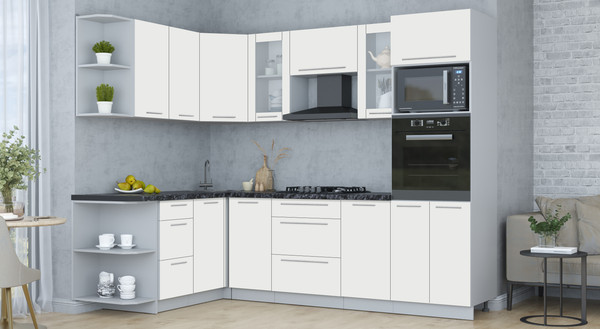 Изображение товара Кухонный гарнитур Интерлиния Мила Пластик 1.68x2.6 LV (зефирный/зефирный/кастилло темный)