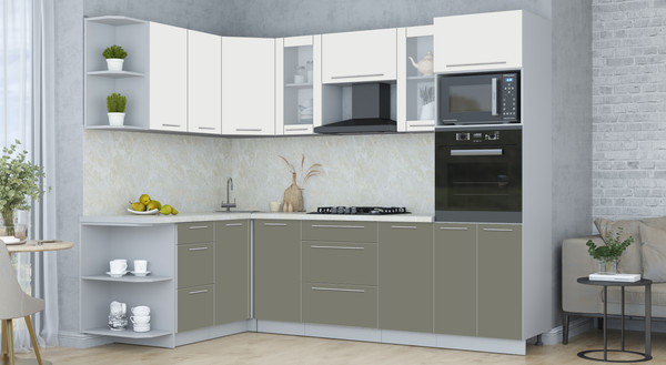 Изображение товара Кухонный гарнитур Интерлиния Мила Пластик 1.68x2.6 LV (зефирный/кварцевый/опал светлый)