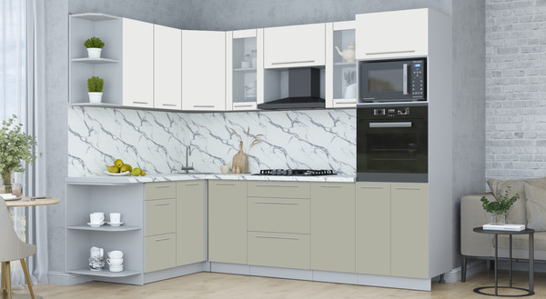 Изображение товара Кухонный гарнитур Интерлиния Мила Пластик 1.68x2.6 LV (зефирный/латте/белый гранит)