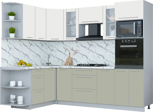 Изображение товара Кухонный гарнитур Интерлиния Мила Пластик 1.68x2.6 LV (зефирный/латте/белый гранит)