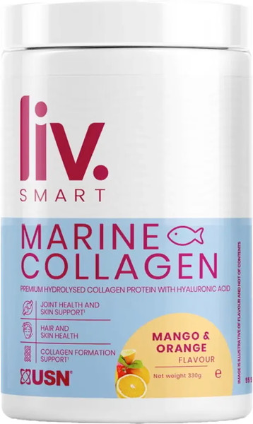 Изображение товара Коллаген USN Liv.Smart Marine Гиалуроновая кислота с витамином С (330гр, манго-апельсин)