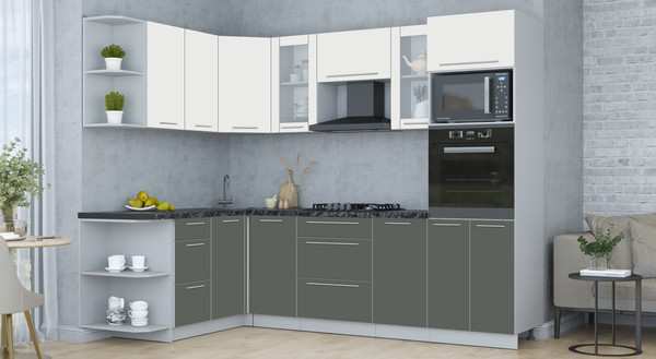 Изображение товара Кухонный гарнитур Интерлиния Мила Пластик 1.68x2.6 LV (зефирный/шторм/кастилло темный)