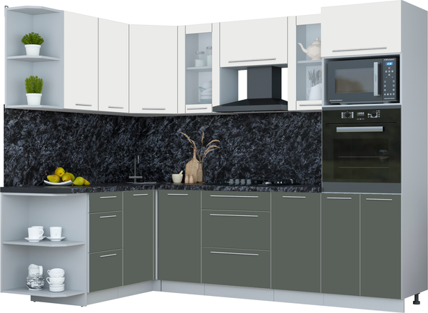 Изображение товара Кухонный гарнитур Интерлиния Мила Пластик 1.68x2.6 LV (зефирный/шторм/кастилло темный)