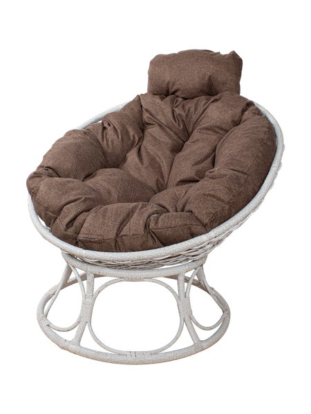 Изображение товара Кресло садовое M-Group Папасан Home мини / 12870105 (белый ротанг/какао подушка)