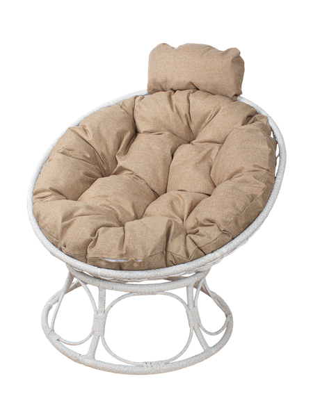 Изображение товара Кресло садовое M-Group Папасан Home мини / 12870101 (белый ротанг/лен подушка)