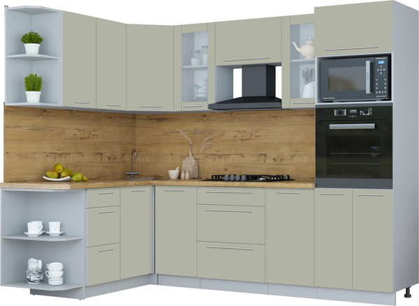 Изображение товара Кухонный гарнитур Интерлиния Мила Пластик 1.68x2.6 LV (латте/латте/дуб бунратти)