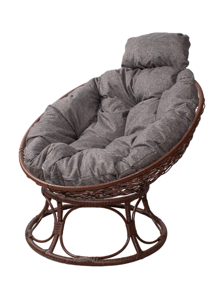 Изображение товара Кресло садовое M-Group Папасан Home мини / 12870209 (коричневый ротанг/пепел подушка)