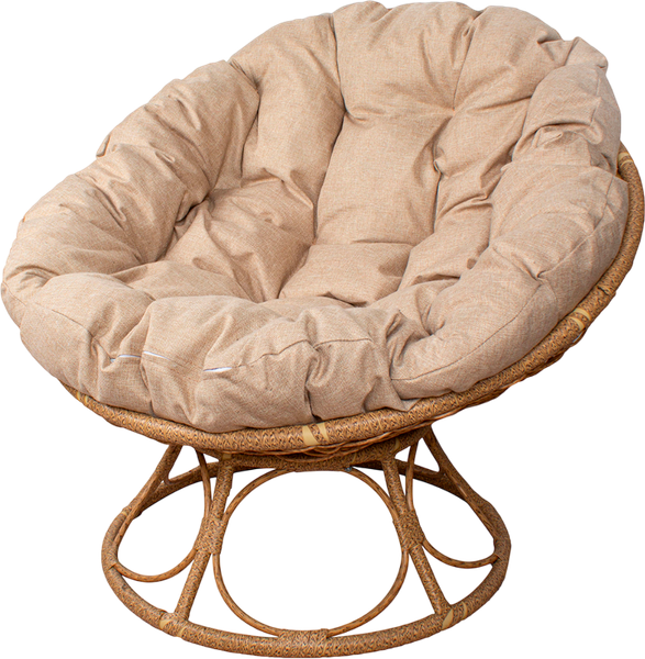 Изображение товара Кресло садовое M-Group Папасан Home / 12860501 (бежевый ротанг/лен подушка)