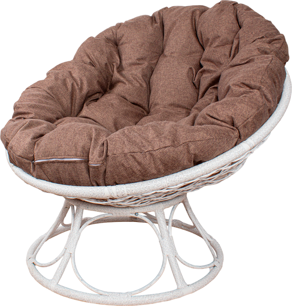 Изображение товара Кресло садовое M-Group Папасан Home / 12860105 (белый ротанг/какао подушка)