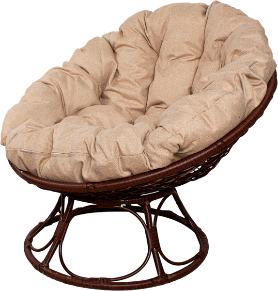 Изображение товара Кресло садовое M-Group Папасан Home / 12860201 (коричневый ротанг/лен подушка)
