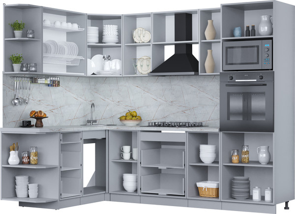 Изображение товара Кухонный гарнитур Интерлиния Мила Пластик 1.68x2.6 LV (дуб эпоксид/черный/кастилло темный)