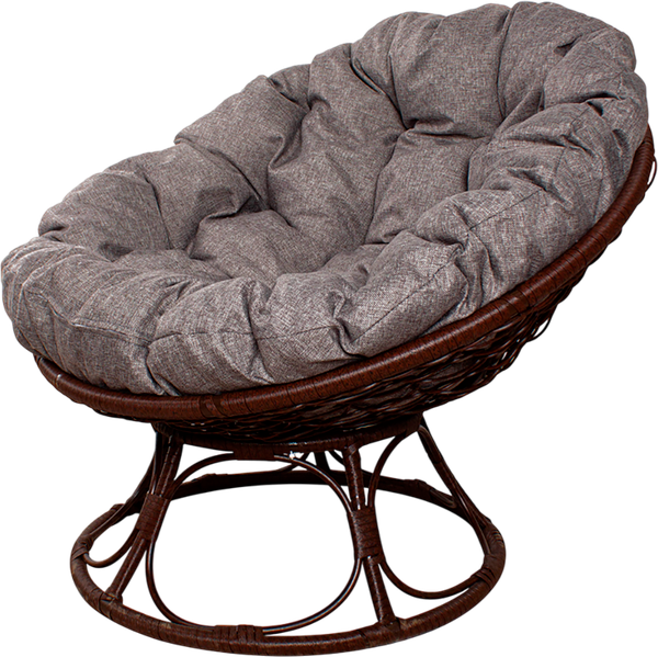 Изображение товара Кресло садовое M-Group Папасан Home / 12860209 (коричневый ротанг/пепел подушка)