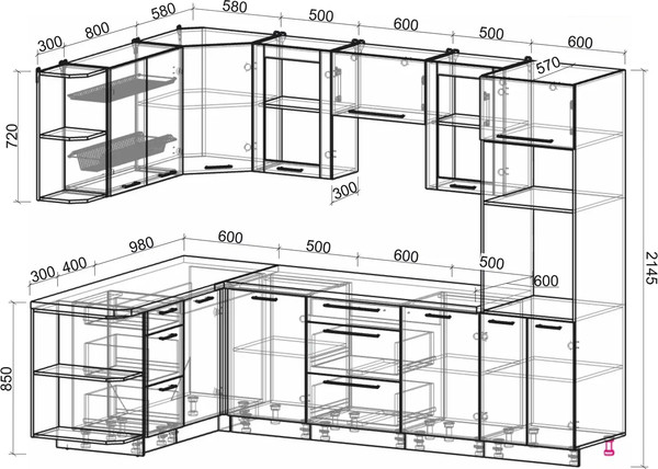 Изображение товара Кухонный гарнитур Интерлиния Мила Пластик 1.68x2.8 LV (зефирный/арктический/кастилло темный)