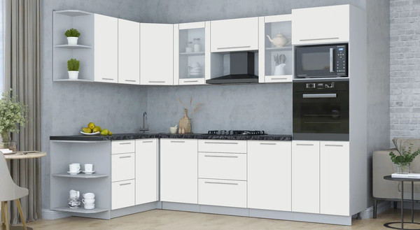 Изображение товара Кухонный гарнитур Интерлиния Мила Пластик 1.68x2.8 LV (зефирный/зефирный/кастилло темный)