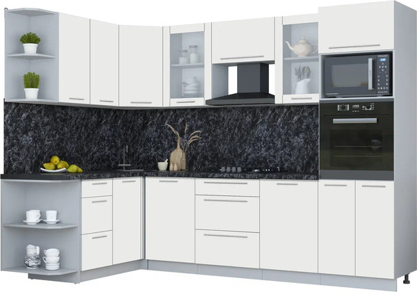 Изображение товара Кухонный гарнитур Интерлиния Мила Пластик 1.68x2.8 LV (зефирный/зефирный/кастилло темный)