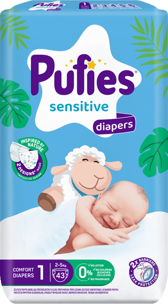 Изображение товара Подгузники детские Pufies Sensitive Newborn 2-5кг (43шт)