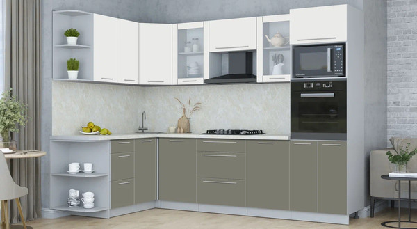 Изображение товара Кухонный гарнитур Интерлиния Мила Пластик 1.68x2.8 LV (зефирный/кварцевый/опал светлый)