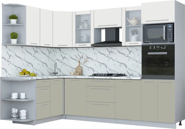 Изображение товара Кухонный гарнитур Интерлиния Мила Пластик 1.68x2.8 LV (зефирный/латте/белый гранит)