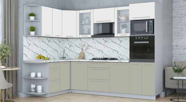 Изображение товара Кухонный гарнитур Интерлиния Мила Пластик 1.68x2.8 LV (зефирный/латте/белый гранит)