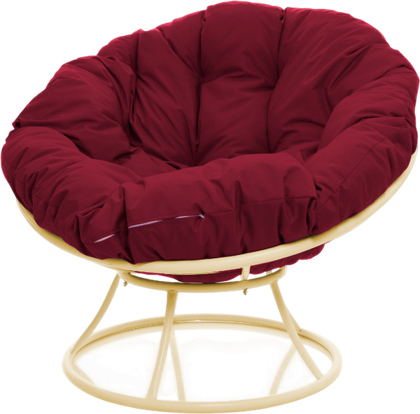 Изображение товара Кресло садовое M-Group Папасан / 12010502 (бежевый/бордовая подушка)