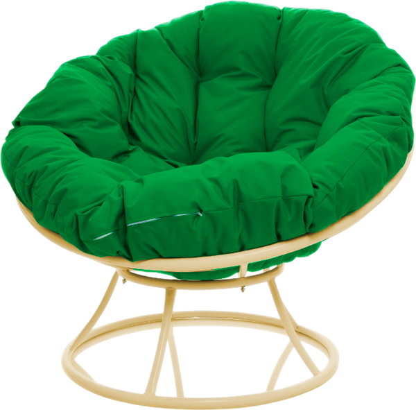 Изображение товара Кресло садовое M-Group Папасан / 12010504 (бежевый/зеленая подушка)