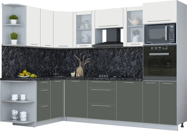 Изображение товара Кухонный гарнитур Интерлиния Мила Пластик 1.68x2.8 LV (зефирный/шторм/кастилло темный)