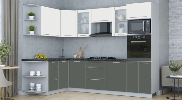 Изображение товара Кухонный гарнитур Интерлиния Мила Пластик 1.68x2.8 LV (зефирный/шторм/кастилло темный)