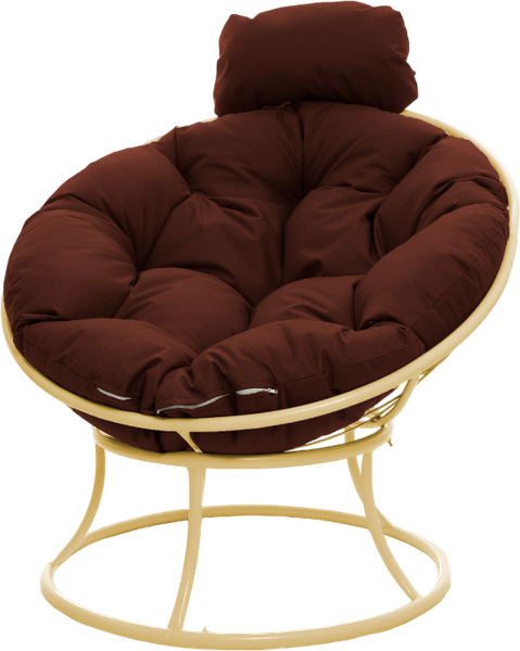 Изображение товара Кресло садовое M-Group Папасан мини / 12060505 (бежевый/коричневая подушка)