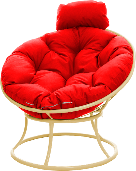 Изображение товара Кресло садовое M-Group Папасан мини / 12060506 (бежевый/красная подушка)