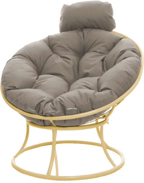 Изображение товара Кресло садовое M-Group Папасан мини / 12060509 (бежевый/серая подушка)