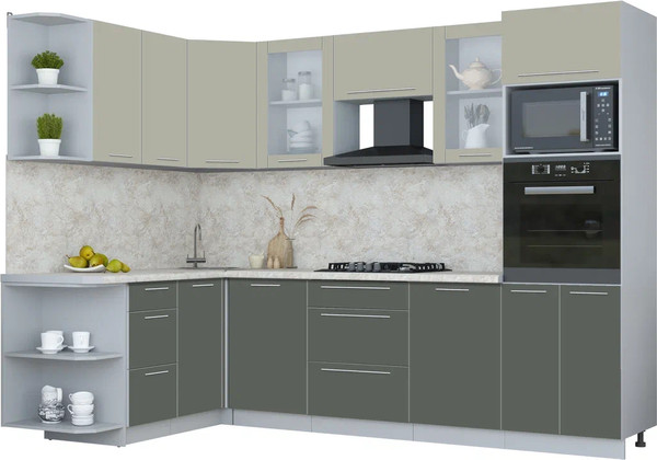 Изображение товара Кухонный гарнитур Интерлиния Мила Пластик 1.68x2.8 LV (латте/шторм/опал светлый)