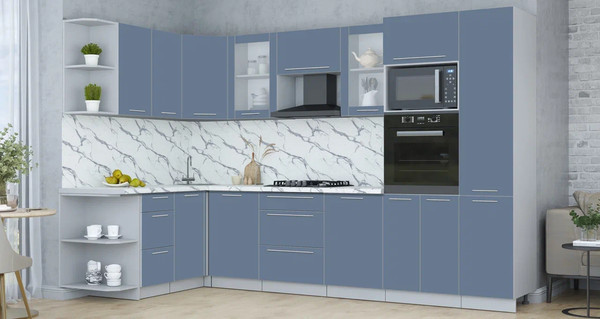 Изображение товара Кухонный гарнитур Интерлиния Мила Пластик 1.68x3.2 LV (арктический/арктический/белый гранит)