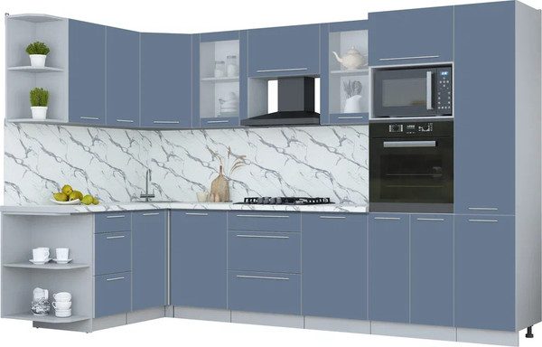 Изображение товара Кухонный гарнитур Интерлиния Мила Пластик 1.68x3.2 LV (арктический/арктический/белый гранит)