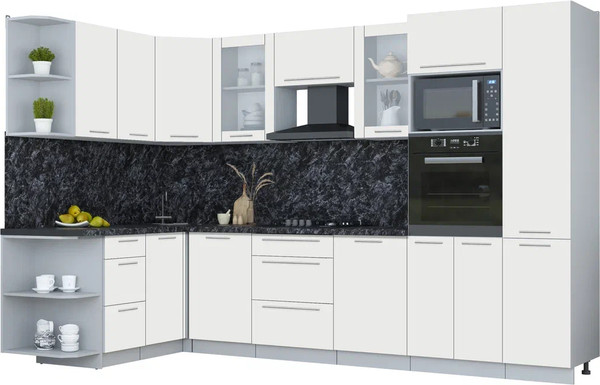 Изображение товара Кухонный гарнитур Интерлиния Мила Пластик 1.68x3.2 LV (зефирный/зефирный/кастилло темный)