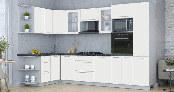 Изображение товара Кухонный гарнитур Интерлиния Мила Пластик 1.68x3.2 LV (зефирный/зефирный/кастилло темный)