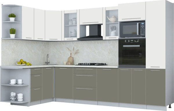 Изображение товара Кухонный гарнитур Интерлиния Мила Пластик 1.68x3.2 LV (зефирный/кварцевый/опал светлый)