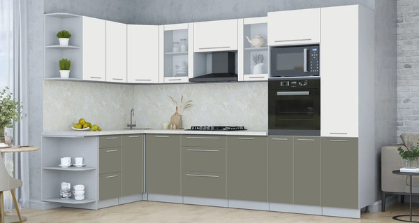 Изображение товара Кухонный гарнитур Интерлиния Мила Пластик 1.68x3.2 LV (зефирный/кварцевый/опал светлый)