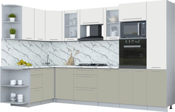 Изображение товара Кухонный гарнитур Интерлиния Мила Пластик 1.68x3.2 LV (зефирный/латте/белый гранит)