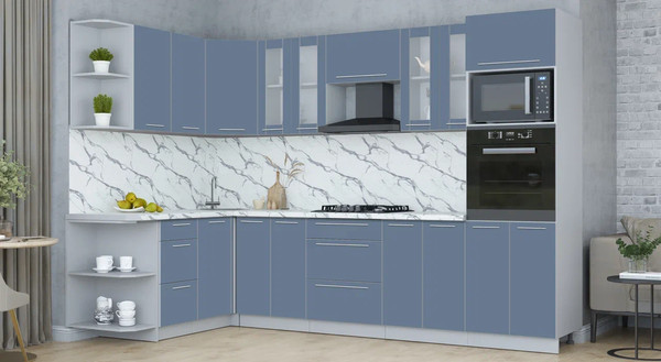 Изображение товара Кухонный гарнитур Интерлиния Мила Пластик 1.68x3.0 LV (арктический/арктический/белый гранит)