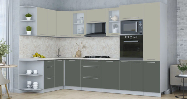 Изображение товара Кухонный гарнитур Интерлиния Мила Пластик 1.68x3.2 LV (латте/шторм/опал светлый)