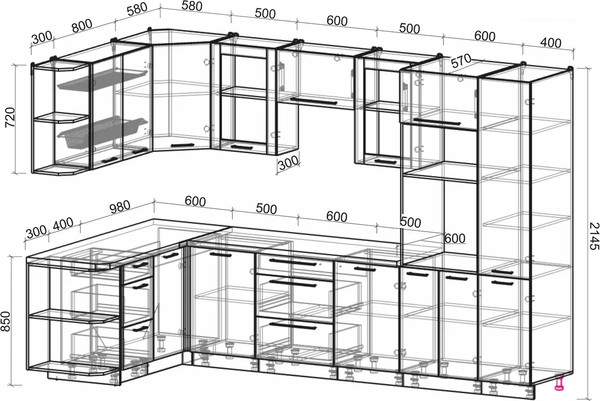 Изображение товара Кухонный гарнитур Интерлиния Мила Пластик 1.68x3.2 LV (латте/шторм/опал светлый)