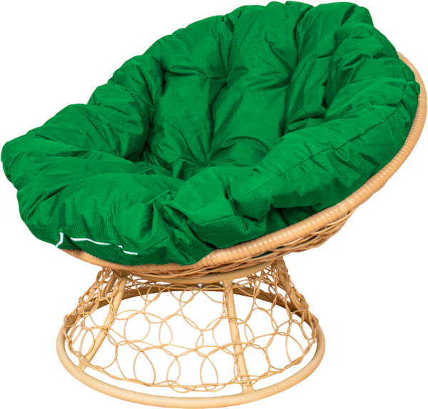 Изображение товара Кресло садовое M-Group Папасан / 12840504 (бежевый ротанг/зеленая подушка)