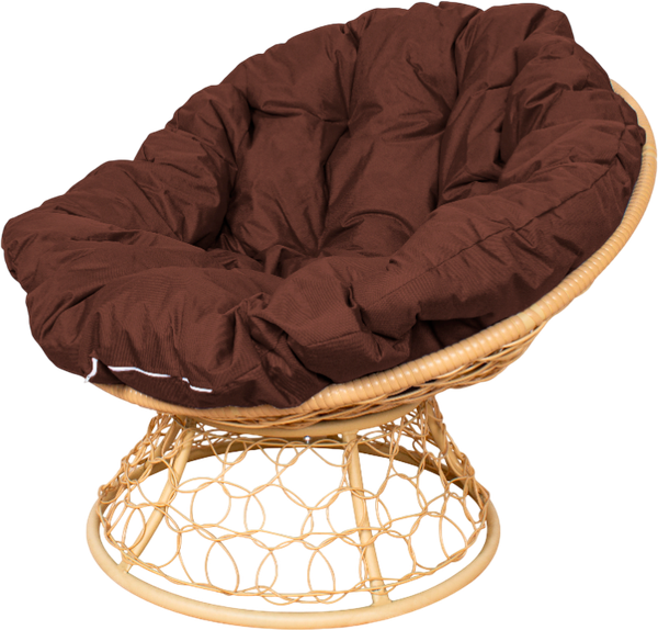 Изображение товара Кресло садовое M-Group Папасан / 12840505 (бежевый ротанг/коричневая подушка)