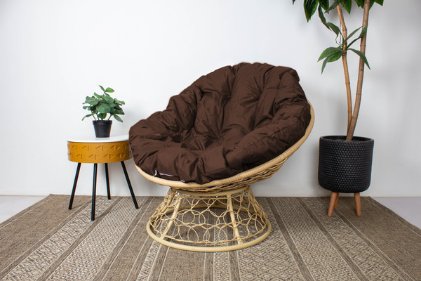 Изображение товара Кресло садовое M-Group Папасан / 12840505 (бежевый ротанг/коричневая подушка)